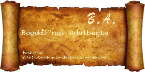 Bogdányi Adalberta névjegykártya